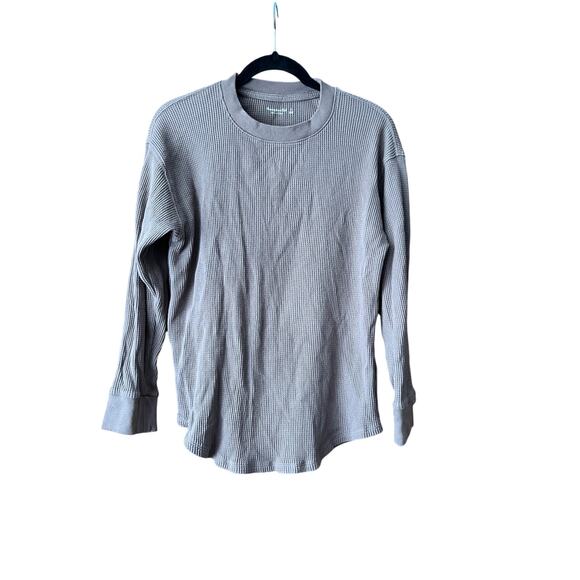 Abercrombie & Fitch Women's Waffle Knit Crewneck Pullover Shirt Light Mauve SZ S - Picture 1 of 8